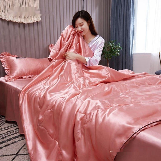 HKM-404371 Ice Silk Cotton Summer Quilt Set in Various Sizes - Soft and Breathable Bedding Collection