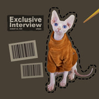HKM-4045373 Cozy Thickened Chenille Winter Clothes for Hairless Cats in Caramel Brown