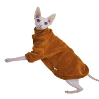 HKM-4045373 Cozy Thickened Chenille Winter Clothes for Hairless Cats in Caramel Brown