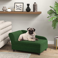 HKM-4045629 Pet Sofa Bed with Storage for Cats and Small Dogs - Thickly Cushioned, Velvety Fabric, Eucalyptus Wood Frame