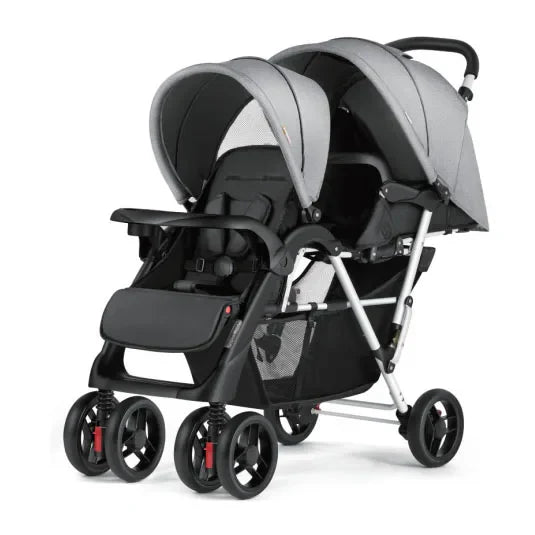 HKM-404563 Twin Folding Baby Stroller for Two Kids - Portable Travel Buggy with Double Seats