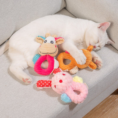 HKM-4046653 Plush Cartoon Puzzle Pet Toys: Rabbit, Bear, and Cow Soft Dolls