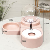 HKM-4047165 Automatic Pet Water Dispenser with 1.8L Capacity for Dogs and Cats - Double Layer Feeding Bowl in Pink and Blue