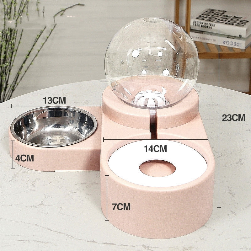 HKM-4047165 Automatic Pet Water Dispenser with 1.8L Capacity for Dogs and Cats - Double Layer Feeding Bowl in Pink and Blue