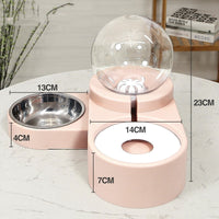 HKM-4047165 Automatic Pet Water Dispenser with 1.8L Capacity for Dogs and Cats - Double Layer Feeding Bowl in Pink and Blue