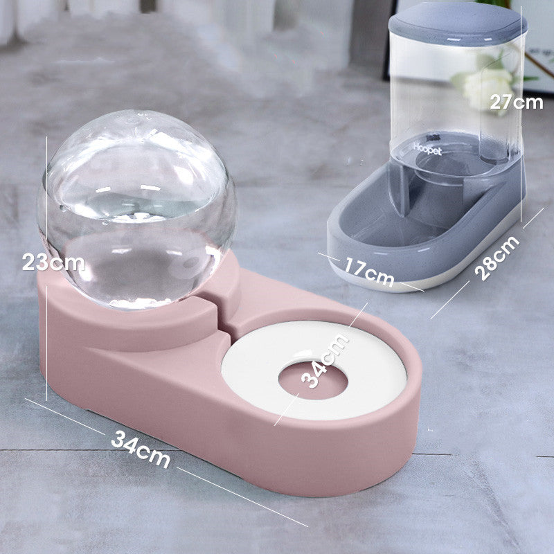 HKM-4047165 Automatic Pet Water Dispenser with 1.8L Capacity for Dogs and Cats - Double Layer Feeding Bowl in Pink and Blue