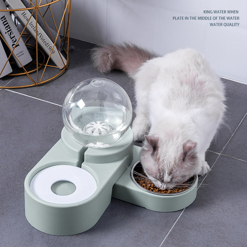 HKM-4047165 Automatic Pet Water Dispenser with 1.8L Capacity for Dogs and Cats - Double Layer Feeding Bowl in Pink and Blue