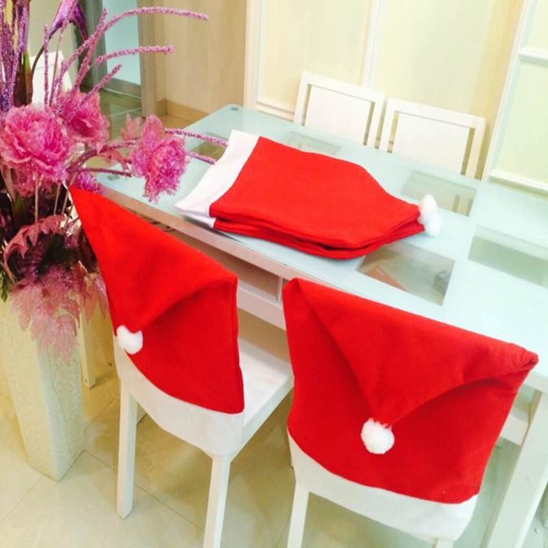 HKM-404755 Red and White Christmas Chair Cover, Non-Woven Fabric, 60cm Length x 50cm Width