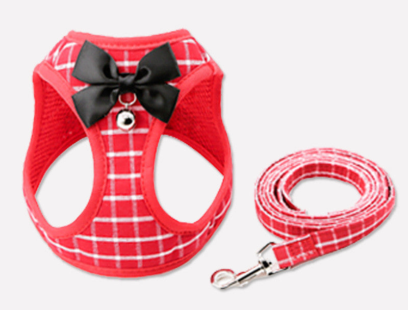 HKM-4048445 Cat Harness and Leash Set with Comfortable Chest Strap and Grid Patterns