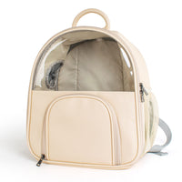 HKM-4049213 Transparent Cat and Dog Backpack in Beige and Blue, Fine Grain Leather, Various Sizes