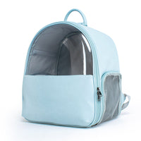 HKM-4049213 Transparent Cat and Dog Backpack in Beige and Blue, Fine Grain Leather, Various Sizes
