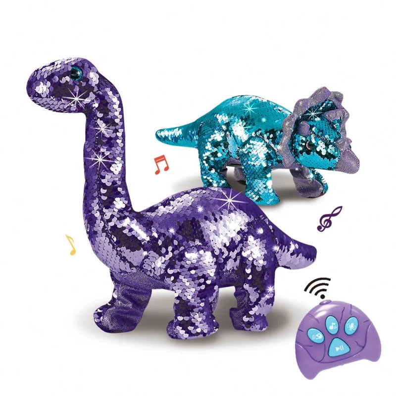 HKM-404947 Remote Control Plush Dinosaur Toy with Music, Light, and Movement for Kids Ages 2-13