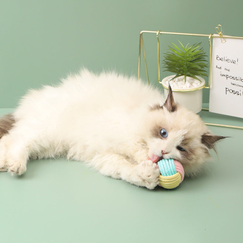 HKM-4050237 Handmade Cat Hair Ball Plush Toy for Interactive Play and Teeth Grinding, 5cm Size