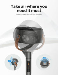 HKM-4050259 Smart Fan, 120°+105° Omni-directional Oscillation, 20dB Quiet Pedestal Fan, 8 Speeds, 6 Modes, Adjustable Height 37-43