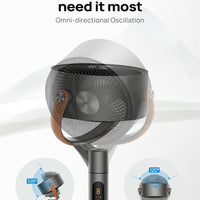 HKM-4050259 Smart Fan, 120°+105° Omni-directional Oscillation, 20dB Quiet Pedestal Fan, 8 Speeds, 6 Modes, Adjustable Height 37-43