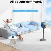 HKM-4050259 Smart Fan, 120°+105° Omni-directional Oscillation, 20dB Quiet Pedestal Fan, 8 Speeds, 6 Modes, Adjustable Height 37-43