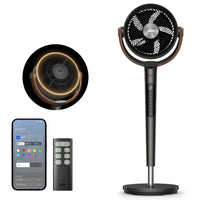 HKM-4050259 Smart Fan, 120°+105° Omni-directional Oscillation, 20dB Quiet Pedestal Fan, 8 Speeds, 6 Modes, Adjustable Height 37-43