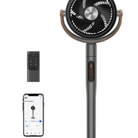 HKM-4050259 Smart Fan, 120°+105° Omni-directional Oscillation, 20dB Quiet Pedestal Fan, 8 Speeds, 6 Modes, Adjustable Height 37-43
