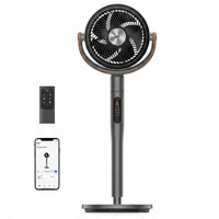 HKM-4050259 Smart Fan, 120°+105° Omni-directional Oscillation, 20dB Quiet Pedestal Fan, 8 Speeds, 6 Modes, Adjustable Height 37-43
