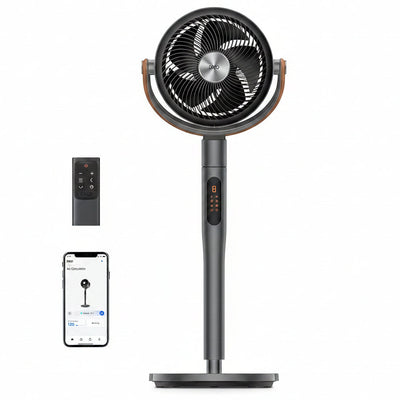 HKM-4050259 Smart Fan, 120°+105° Omni-directional Oscillation, 20dB Quiet Pedestal Fan, 8 Speeds, 6 Modes, Adjustable Height 37-43