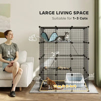 HKM-4050621 4-Tier Indoor Cat Cage with Hammock, Ramps, Platforms, and Doors for 1-3 Cats, 3x3x4 Feet, Black