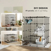 HKM-4050621 4-Tier Indoor Cat Cage with Hammock, Ramps, Platforms, and Doors for 1-3 Cats, 3x3x4 Feet, Black