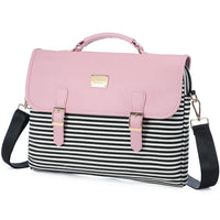HKM-405075 Large Capacity Women's Office Satchel Handbag for 15.6" Laptop - Canvas and PU Shoulder Bag