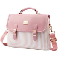 HKM-405075 Large Capacity Women's Office Satchel Handbag for 15.6" Laptop - Canvas and PU Shoulder Bag