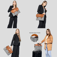 HKM-405075 Large Capacity Women's Office Satchel Handbag for 15.6" Laptop - Canvas and PU Shoulder Bag
