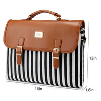 HKM-405075 Large Capacity Women's Office Satchel Handbag for 15.6" Laptop - Canvas and PU Shoulder Bag