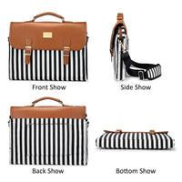 HKM-405075 Large Capacity Women's Office Satchel Handbag for 15.6" Laptop - Canvas and PU Shoulder Bag