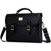 HKM-405075 Large Capacity Women's Office Satchel Handbag for 15.6" Laptop - Canvas and PU Shoulder Bag