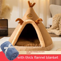 HKM-4051005 Cozy Dog and Cat Tent Bed in Various Colors with Thick Blanket Option