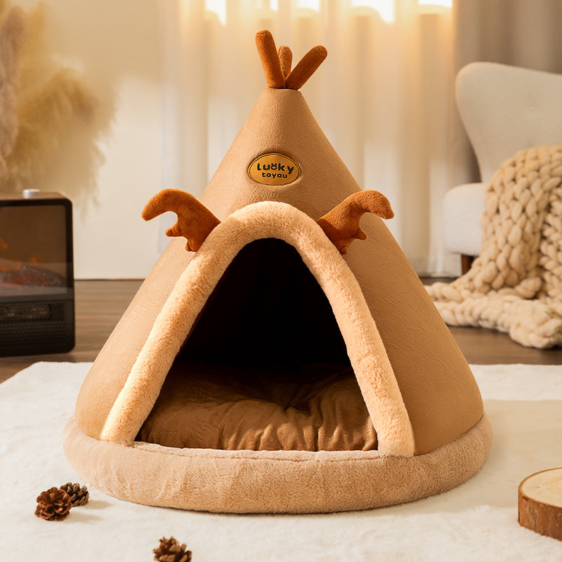 HKM-4051005 Cozy Dog and Cat Tent Bed in Various Colors with Thick Blanket Option