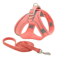 HKM-4052029 Reflective Suede Pet Chest Harness Vest - Adjustable Fit in Multiple Colors