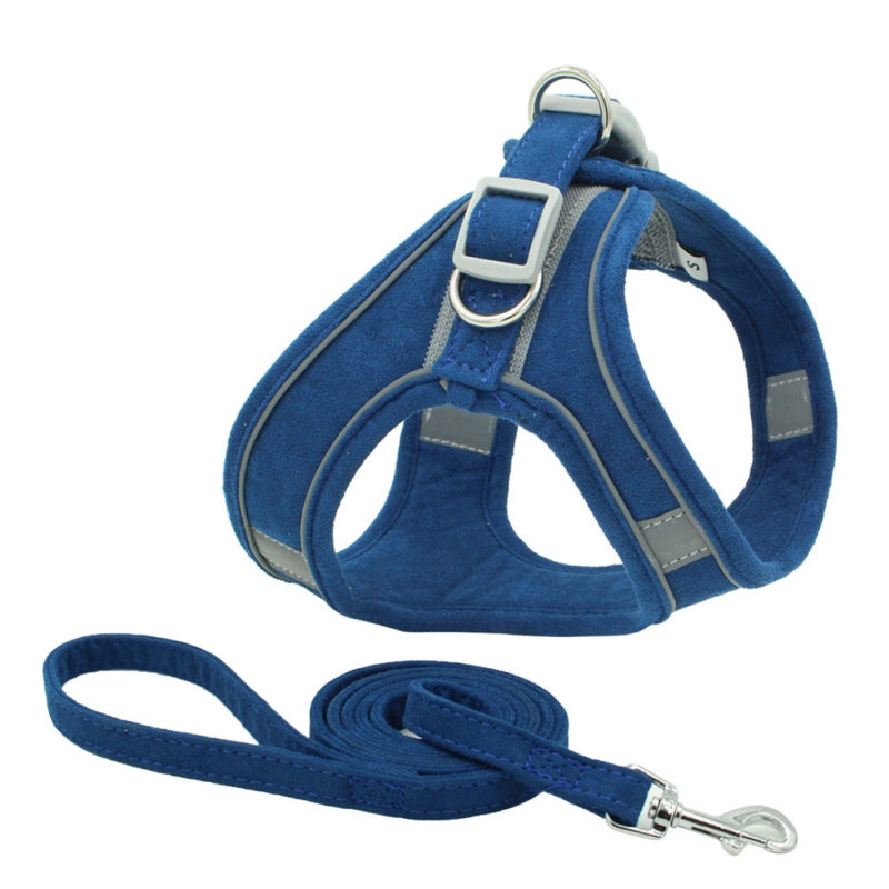 HKM-4052029 Reflective Suede Pet Chest Harness Vest - Adjustable Fit in Multiple Colors