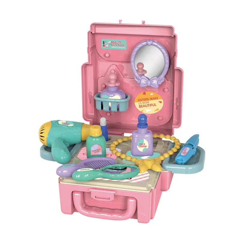 HKM-405203 Kids Makeup Play Set - 20 Pcs Cosmetic Toy Accessories in Pink Box for Role Play Ages 5-13 Years