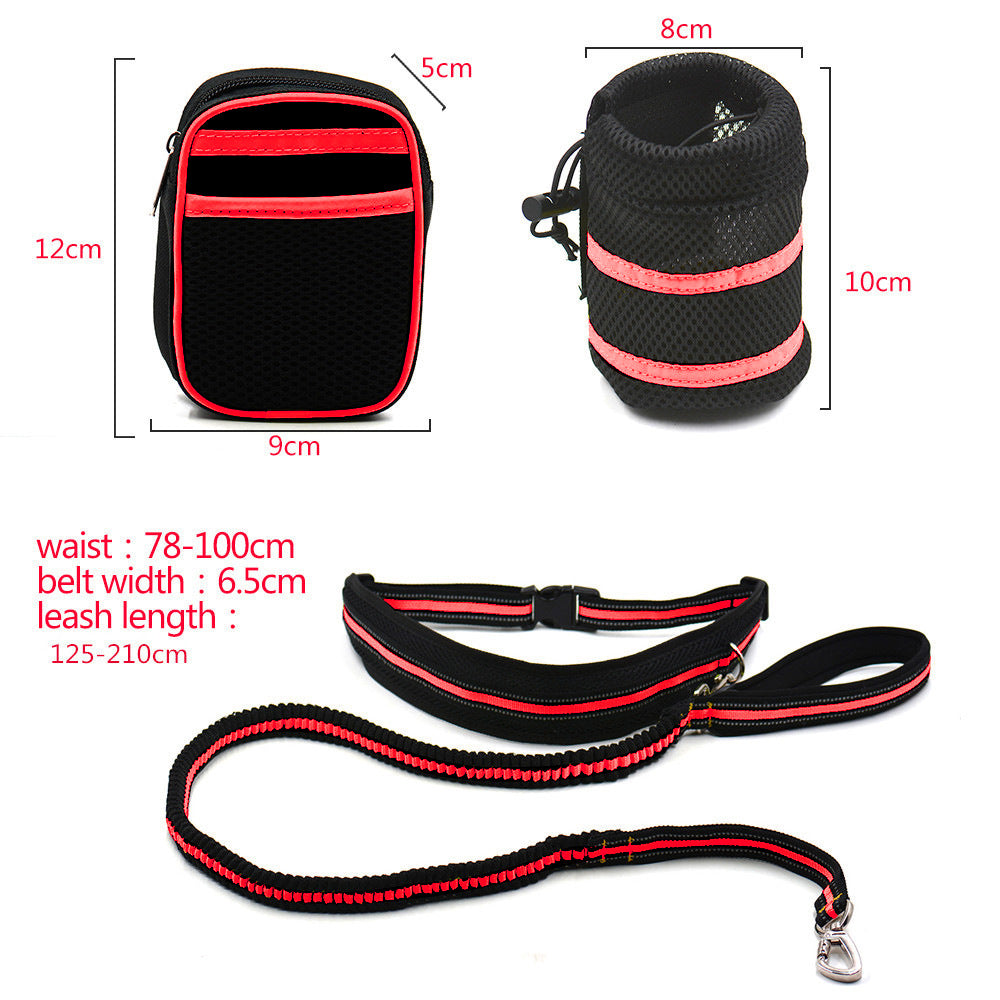 HKM-4052541 Reflective Orange Nylon Pet Traction Set with Adjustable Rope Length 125-210cm and Waist 78-110cm
