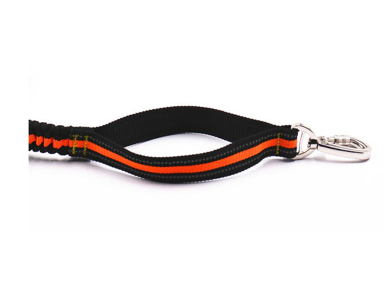 HKM-4052541 Reflective Orange Nylon Pet Traction Set with Adjustable Rope Length 125-210cm and Waist 78-110cm