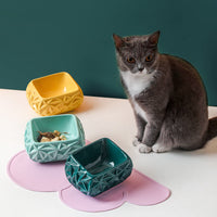 HKM-4052925 Ceramic Tall Cat Bowl - 300ml Capacity for Cats and Small Pets, Perfect Gift for Couples and Friends