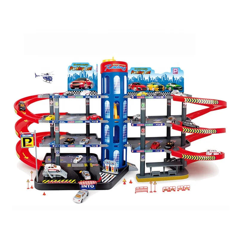 HKM-405331 City Parking Garage Play Set for Boys Age 2-7, 3-Level Toy Car Parking Structure