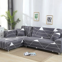 HKM-405331 L-Shaped Sofa Cover - Stretch Fit Sectional Couch Protector with Elastic Fabric and Non-Slip Design