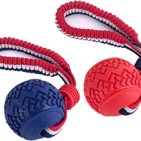 HKM-4054205 Durable Dog Ball Toy with Rope for Medium and Small Dogs - Non-Toxic and Ideal for Chewing and Tug-of-War