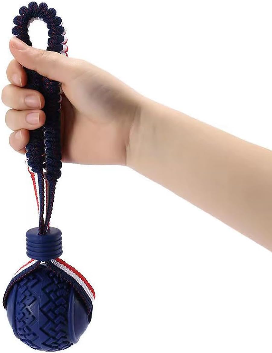 HKM-4054205 Durable Dog Ball Toy with Rope for Medium and Small Dogs - Non-Toxic and Ideal for Chewing and Tug-of-War