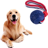 HKM-4054205 Durable Dog Ball Toy with Rope for Medium and Small Dogs - Non-Toxic and Ideal for Chewing and Tug-of-War