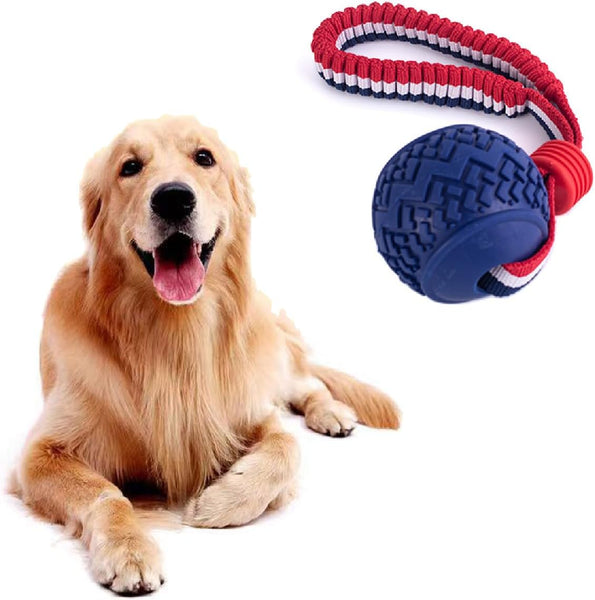 HKM-4054205 Durable Dog Ball Toy with Rope for Medium and Small Dogs - Non-Toxic and Ideal for Chewing and Tug-of-War