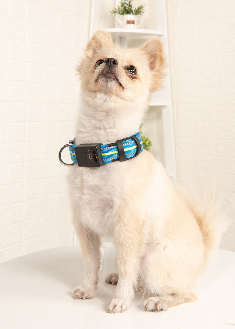 HKM-4054717 Glowing Waterproof Dog Collar with Luminous and Reflective Modes in Red, Blue, Green, and Pink