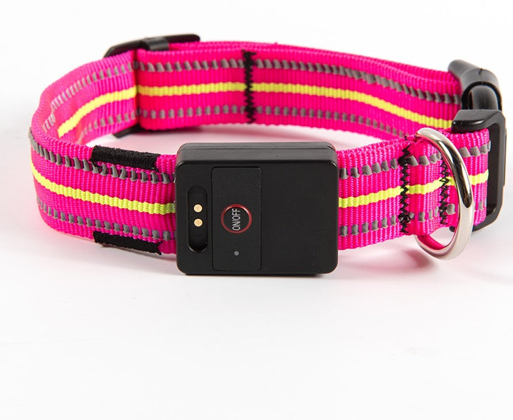 HKM-4054717 Glowing Waterproof Dog Collar with Luminous and Reflective Modes in Red, Blue, Green, and Pink