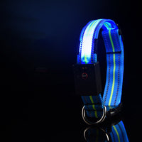 HKM-4054717 Glowing Waterproof Dog Collar with Luminous and Reflective Modes in Red, Blue, Green, and Pink