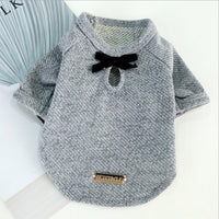HKM-4055101 Cute Cotton Bow Tie T-Shirt for Dogs - Solid Color, Spring/Summer Wear, Various Sizes Available